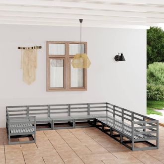 vidaXL Juego De Muebles De Jard&iacute;n 11 Piezas Madera Maciza De Pino Vidaxl