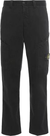Stone Island Regular-fit Cargo Broek - Heren - Straight fit broeken - Zwart - W34 - Katoen - Broeken
