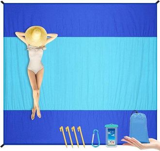 OEM Toalla De Playa - Resistente A La Arena E Impermeable - 200 X 210 Cm - Azul