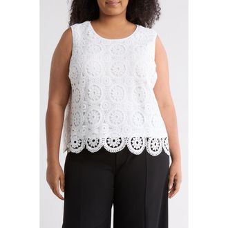 By Design Miranda Sleeveless Lace Top in Bright White at Nordstrom Rack, Size 1X