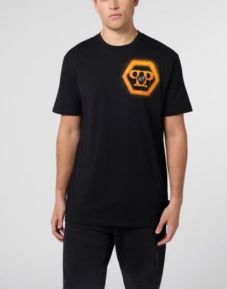 Philipp Plein Round Neck T-Shirt Spray Hexagon Men in Black at Nordstrom, Size Xxx-Large