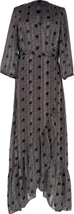 BA&SH Ba & Sh Pisy Printed Wrap Maxi Dress in Black Polyester