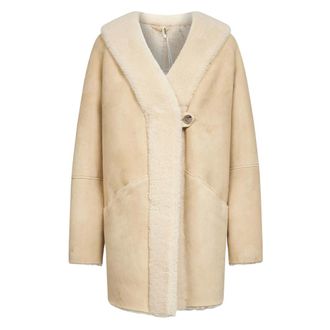 Loulou Studio Single-Breasted Coats, female, White, 4XS, Isak Shearling Coat