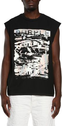 Purple Graphic Print Sleeveless Muscle T-Shirt in Black at Nordstrom, Size Xx-Large