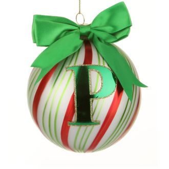 KASANOVA Pallina Natale con lettera P 10 cm Circus verde