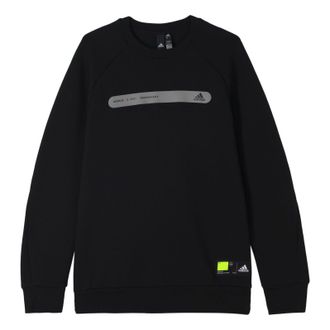 adidas Th Swt Dk Ref Logo Printing Sports Pullover Round Neck Black GP0995