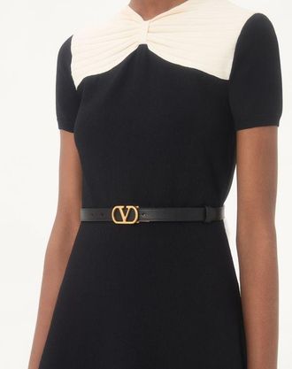 Valentino Garavani Cintura Reversibile VLogo Signature In Vitello Lucido 20 mm Donna NERO/ROSA 065