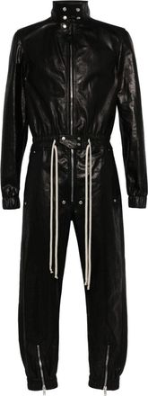 Rick Owens tapered-leg leather jumpsuit - men - Cupro/Calf Leather - 46 - Black