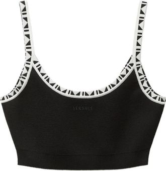 Versace Medusa Print Gebreide Crop Top - Dames - Tops zonder mouwen - Zwart - M - Tops