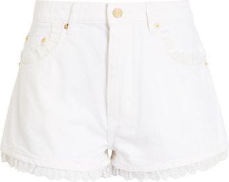 Ganni Lace-trimmed Denim Shorts - White - 27 (W27 / UK8-10 / S)