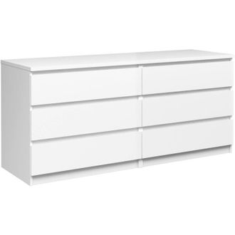 Dmora Dmora Commode &Agrave; Six Tiroirs, Coloris Blanc Brillant, 153 X 70 X 50 Cm