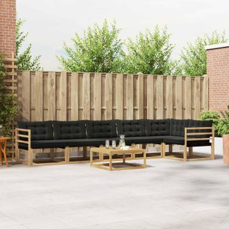 vidaXL Vidaxl Set Di Divani Da Esterno 7 Pz Bianco E Nero
