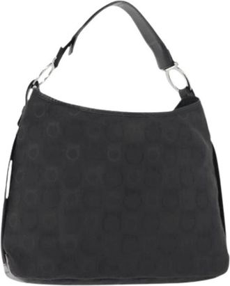 Ferragamo Pre-owned Shoulder Bags, female, Black, Size: ONE SIZE Pre-owned Canvas Shoulder Bag