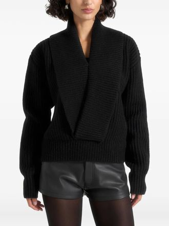 Mani&egrave;re De Voir Azra plunge knit sweater - Black
