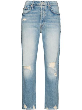 Mother The Tomcat ripped cropped jeans - Blue