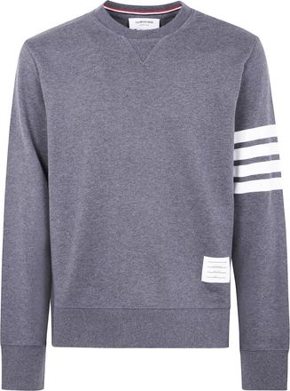 Thom Browne Hoodies & sweatvesten, Heren, Grijs, L, Katoen, Klassiek Loopback Sweatshirt met Engineered 4 Bar