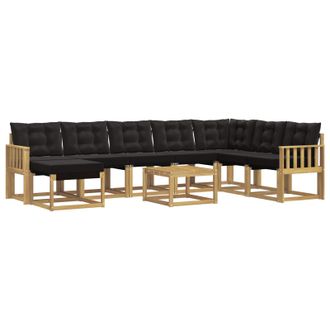 vidaXL Conjunto De Sof&aacute;s De Exterior Con Coj&iacute;n 9 Pcs Blanco Y Negro Vidaxl