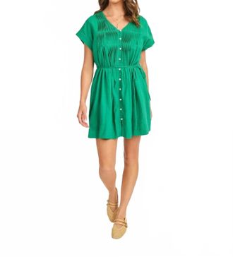 Sadie & Sage Radiate Pintuck Mini Dress In Green