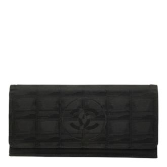 Chanel Black New Travel Line Long Wallet (Tri-Fold) (Pre-Owned)