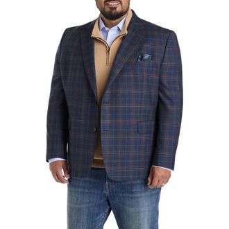 Tallia Orange Big & Tall Multi Plaid Sport Coat in Navy at Nordstrom, Size 58L