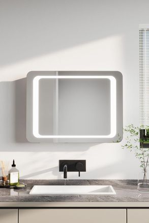 H&O Direct LED Wall Mounted Steam Free Illuminated Bathroom Mirror in Silver