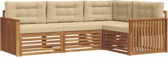 vidaXL Conjunto De Sof&aacute;s De Exterior 4 Uds. Natural Y Beige Vidaxl