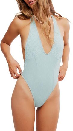 Free People Rue One Piece Swimsuit in Aqua Sky at Nordstrom, Size Large