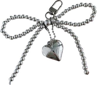 Generic Pearl Bag Charm, Cute Bow Pearl Pendant for Phone, Pearl Bows Key Chain Phone Charm, Cute Bow Knot Keychains Bag Charm