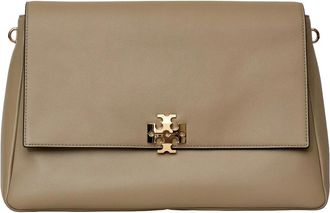 Tory Burch Charlie Grote Schoudertas - Dames - Schoudertassen - Beige - ONE Size - Leer - Tassen