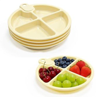 No Brand Plato Dividido - Platos Para Aperitivos Con Compartimentos - Platos Para Fondue - Vajilla Irrompible - Control De Porciones - Platos De Men&uacute; - Reutili