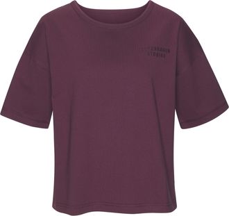 Copenhagen T-Shirt COPENHAGEN STUDIOS, Damen, Gr. 32/34, dunkelrot, Single Jersey, Obermaterial: 100% Baumwolle, unifarben, loose fit h&uuml;ftlang, Rundhals, Shirts 