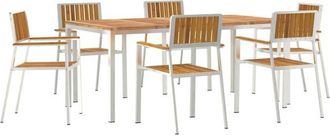 vidaXL Conjuntodecomedordejard&iacute;n Marr&oacute;n Madera De Acacia Maciza Vidaxl