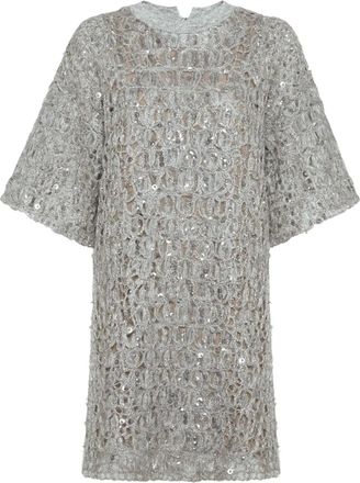 Brunello Cucinelli Abito corto con paillettes - Grigio