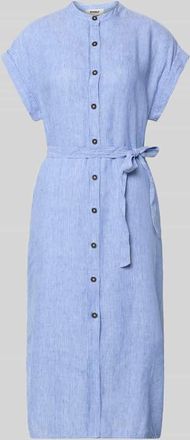 Ecoalf Hemdblusenkleid aus Leinen mit Bindeg&uuml;rtel Modell AMATISTA in Hellblau Melange, Gr&ouml;&szlig;e 34