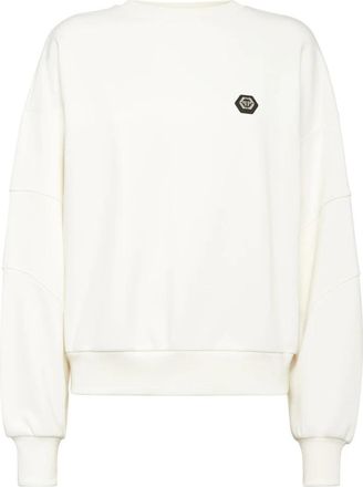 Philipp Plein Fleece Ronde Hals Sweatshirt Logo Fatale - Dames - Sweatshirts - Beige - M - Hoodies & sweatvesten
