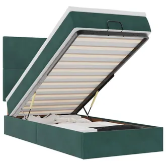 vidaXL Estructura De Cama Otomana Colchones Terciopelo Verde Oscuro