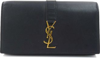 Saint Laurent Black Leather Long Wallet (Bi-Fold) (Pre-Owned)