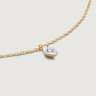 Monica Vinader Gold Diamond Marquise Chain Necklace Adjustable 41-46cm/ 16-18 Diamond