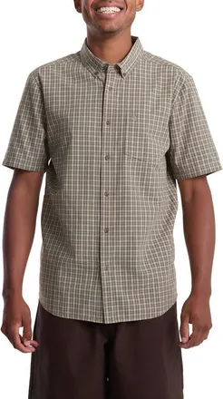 Volcom Brewster Check Short Sleeve Button-Down Shirt in Dirty White at Nordstrom, Size X-Large