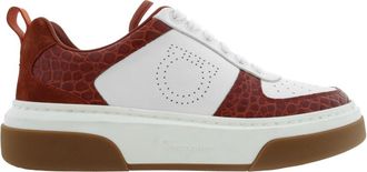 Ferragamo Cassina Croc-Embossed Leather Sneakers, Size 7 C