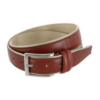Trafalgar Store The Back Nine 35mm Full Grain Leather with Nylon Lining Casual Golf Belt in Cognac With Tan Lining at Nordstrom, Size 38
