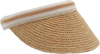 Helen Kaminski Visiera Bianca in rafia con logo - Marrone