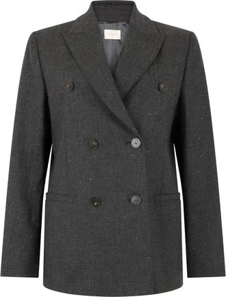Slowear Slowear - Dubbelrijige Blazer van Wolmix - Dames - Jassen - Grijs - Maat: M Wol