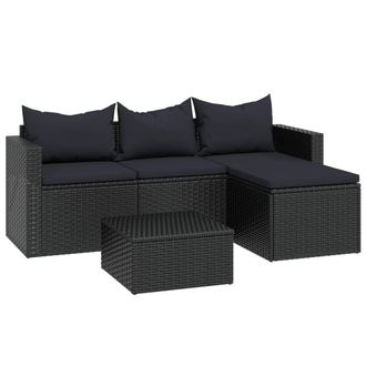 vidaXL Set Divani Da Giardino Nero In Polyrattan - Vidaxl