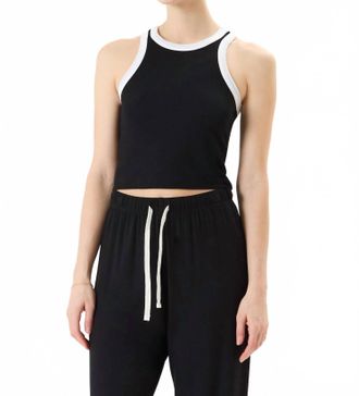SPLITS59 Kiki Crop Rib Tank Top In Black/white