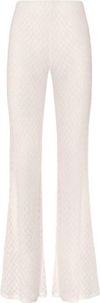 Missoni Flared Trousers In Lam&eacute; Viscose With Raschel Workmanship in White at Nordstrom, Size 46 It