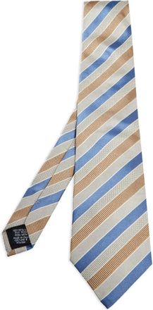 BOSS Gestreepte stropdas - Blauw