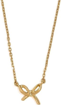 Kate Spade New York Girlie Pearlie Mini Bow Pendant Necklace Gold, Brass