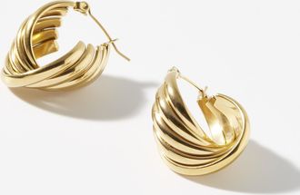 Simons Womens Textured twist Hoop Earrings