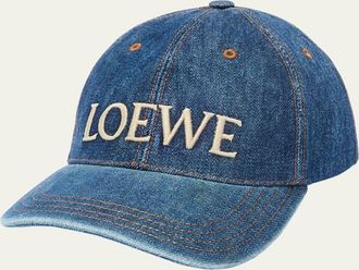 Loewe Mens Denim Logo Baseball Cap
